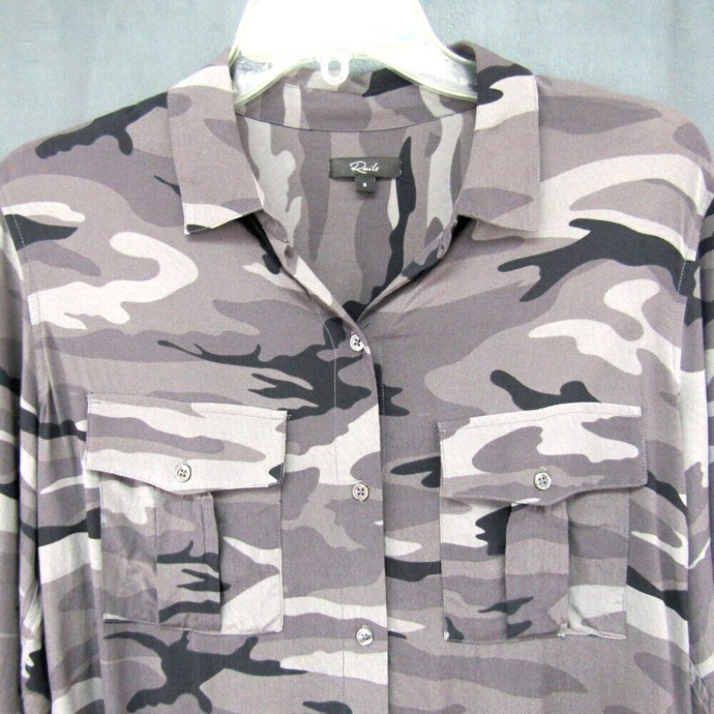 Rails Rhett Charcoal Gray Camo Button Up Top Wome… - image 2